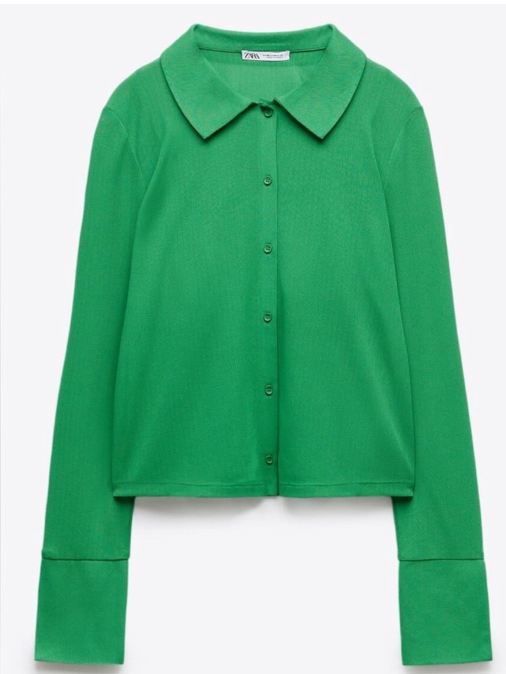 Zara sheer Green Button-Front Long Sleeve Top with Matching Bralette small